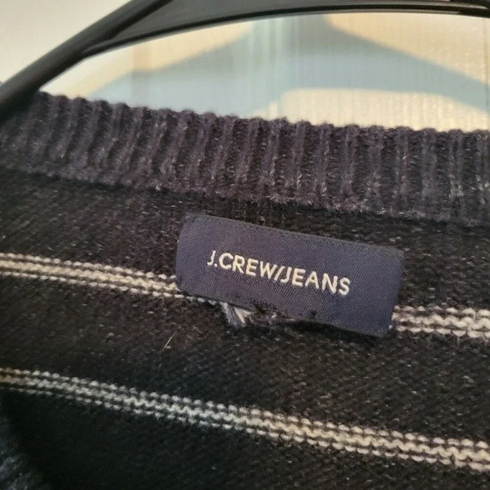 J. Crew Men's Blue & Gray Stripe Wool Blend Sweater Size Medium